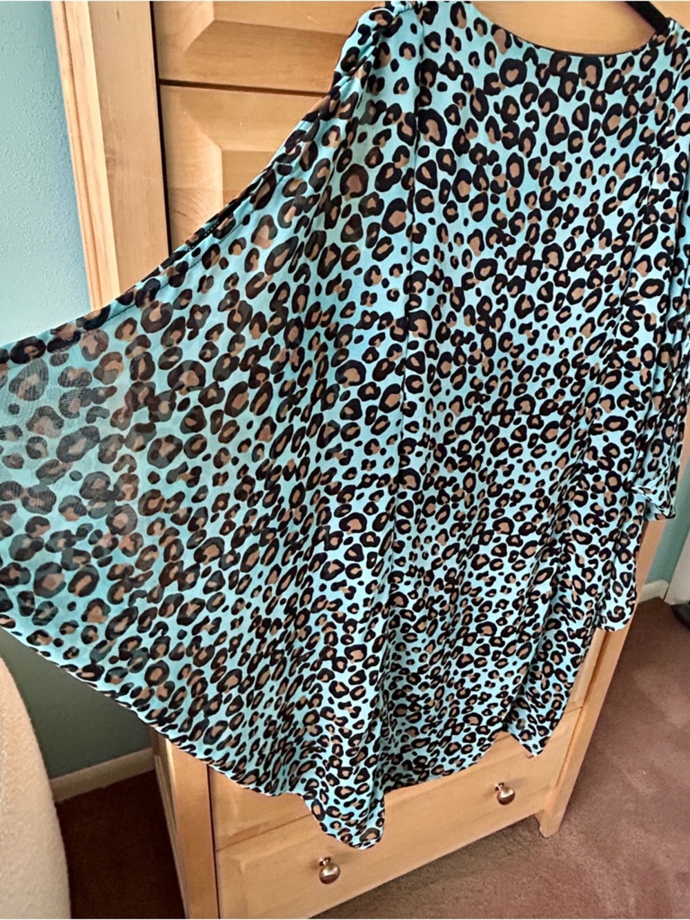 Forever 21 Leopard Print Chiffon Blouson Mini Dress - Picture 9 of 15